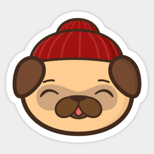 Beanie Pug Is Kawaii And Cute Sticker